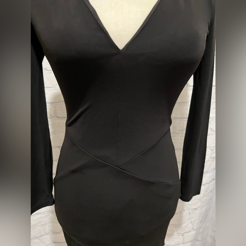 Kendall + Kylie Black Lace Up Long Sleeve Dress Size 6 - Picture 3 of 7